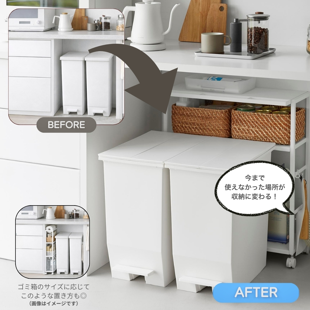 【新品・未使用】　　キッチンワゴン両開き　キャスター付き　キッチン収納 100-0383_3.jpg