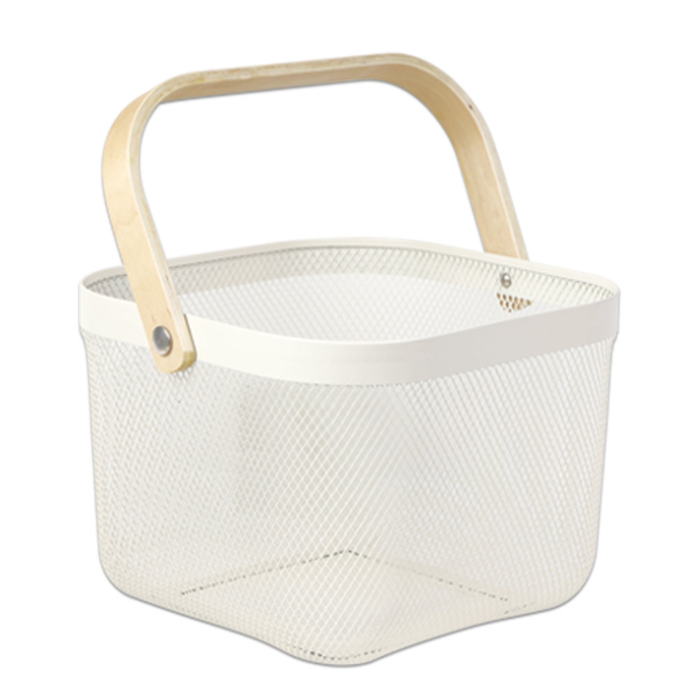 TAMATOSHI 収納かご スチールバスケット 正方形1個 北欧風 フルーツ