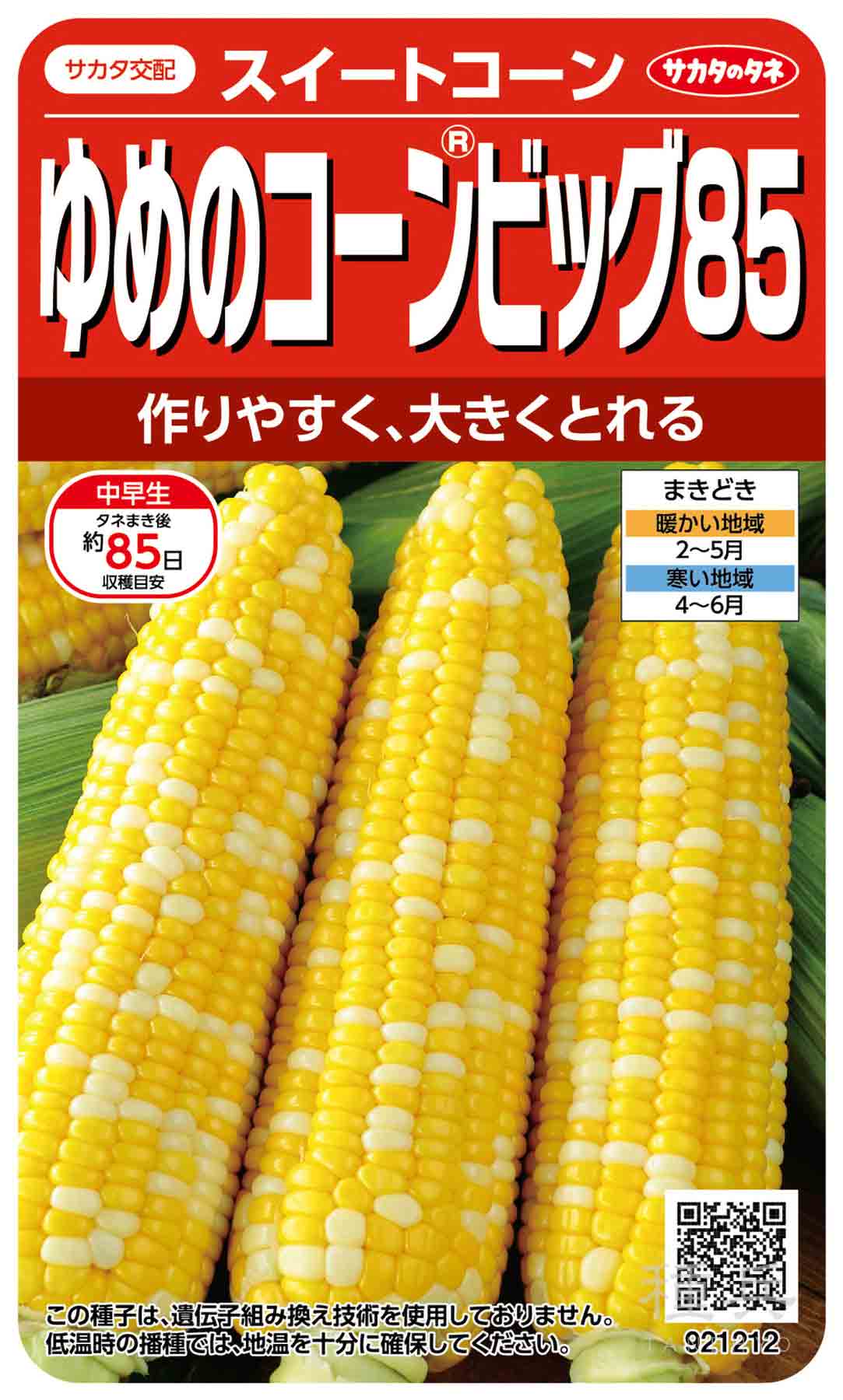 ビッグコーン 種子 2000粒入り スイートコーン 種 『ゆめのコーンビッグ85』 サカタのタネ/2000粒