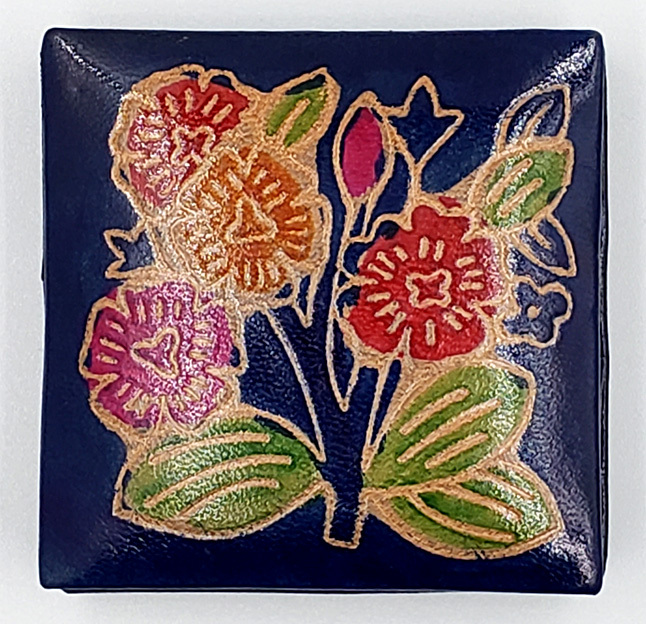 財布 小銭入れ コインケース 花柄 本革 レザー レトロ エスニック