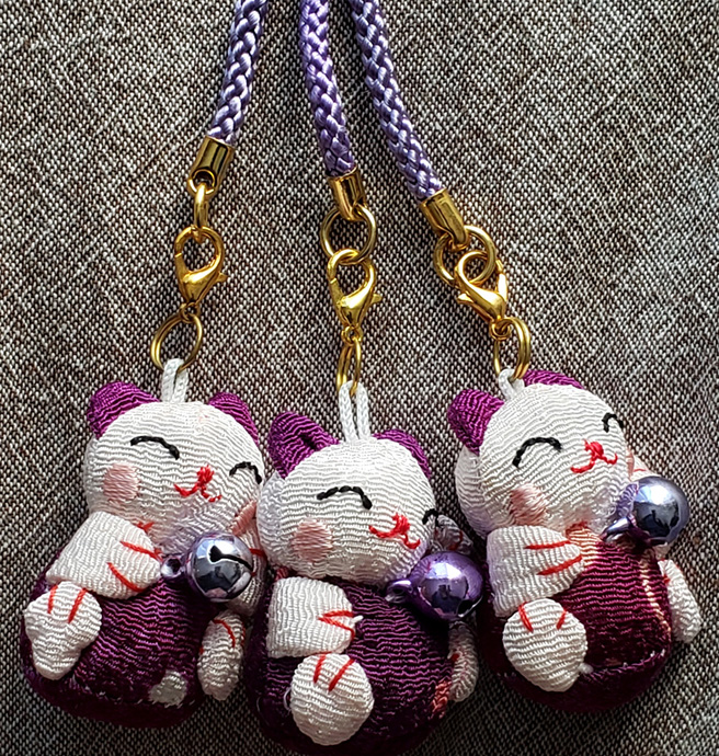 ちりめん細工 根付 招き猫 癒し 縁起物 和風 配りもの ちりめん小物