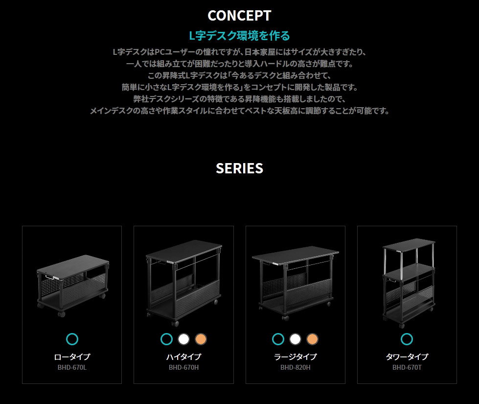 バウヒュッテ 天板昇降式デスク サイドデスク ラックワゴン サーバー