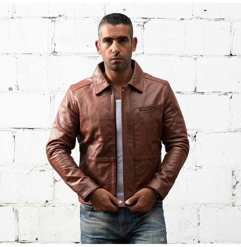 本革ジャケット バイクジャケット 牛革 ライダースジャケット オイル