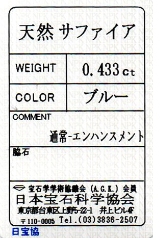 ブルーサファイヤ ルース 裸石 0.433ct ペアシェイプ ブルーサファイア 