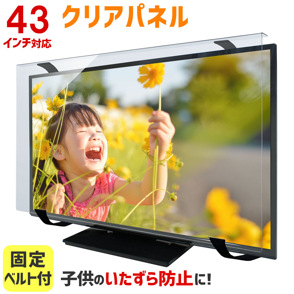 液晶テレビ保護パネル クリアパネルベルト付 43型 43インチ 液晶テレビ