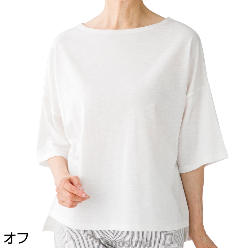 婦人 レディース 6分袖 ゆったり綿混Tシャツ M〜LL 821205 ケアファッション 6分袖ゆったり綿混Tシャツ 婦人向け 女性用 レディース 2025