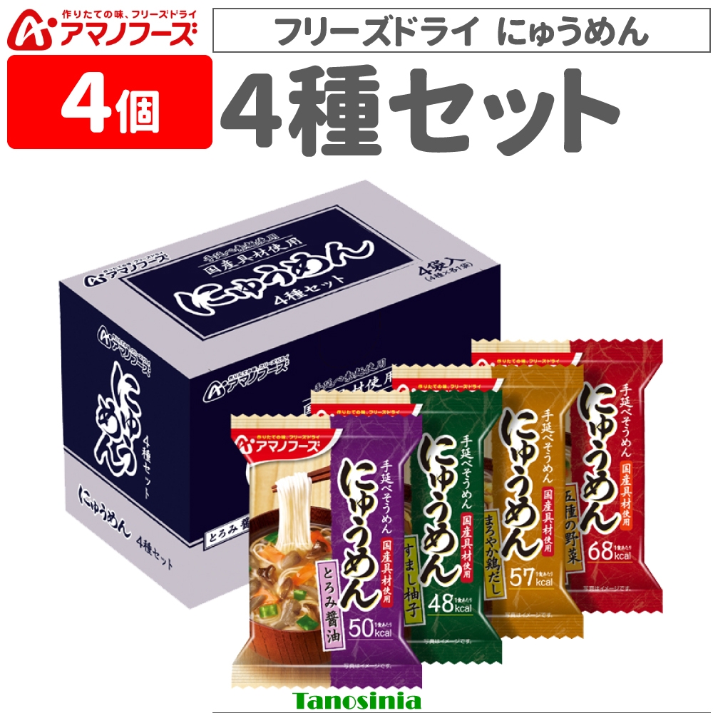 Montecore 4個 アマノフーズ フリーズドライ にゅうめん 4種 即席