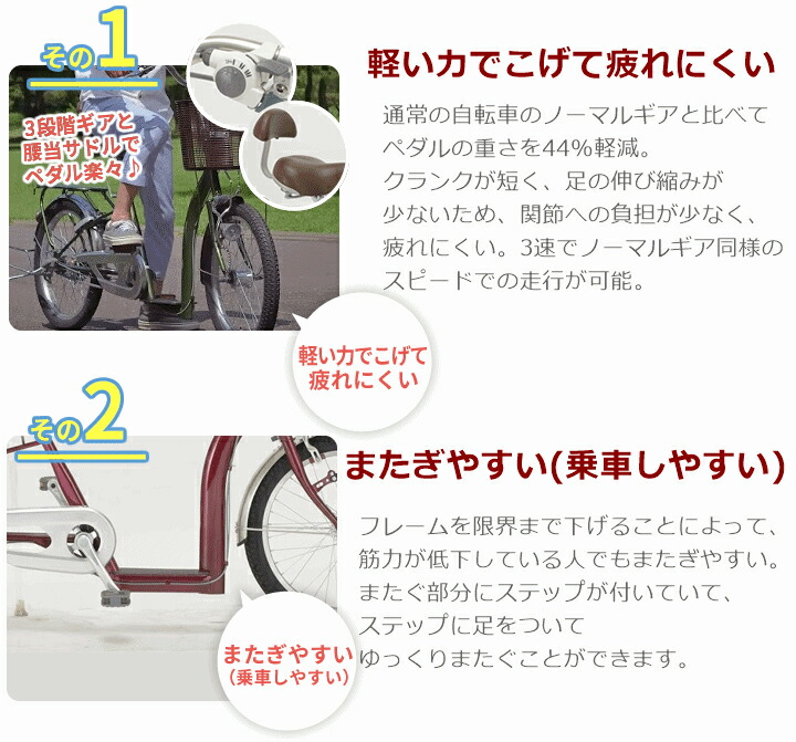 お年寄りの方におすすめ！ 超・低床フレーム20インチ自転車