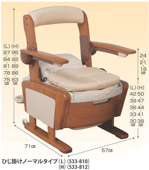 家具調トイレ シャワピタ ひじ掛けはねあげ AR-SA1 533-814 アロン化成