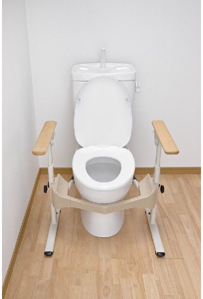 介護用品 洋式トイレ用フレームS はねあげR2 木製ひじ掛け トイレ用