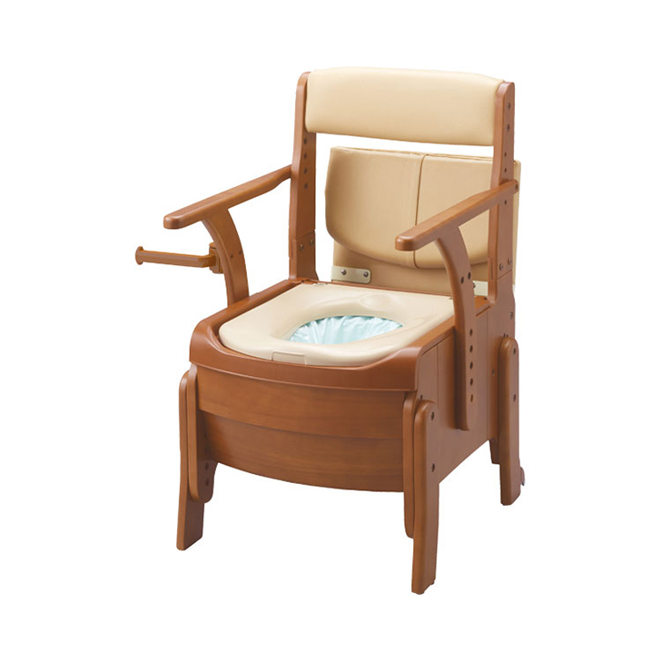 ポータブルトイレ 家具調トイレセレクトR 自動ラップタイプ はねあげ