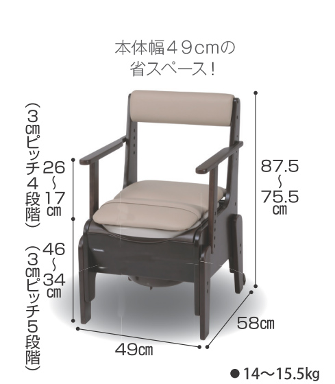 ポータブルトイレ 家具調トイレ 座楽 コンパクト あたたか便座タイプ