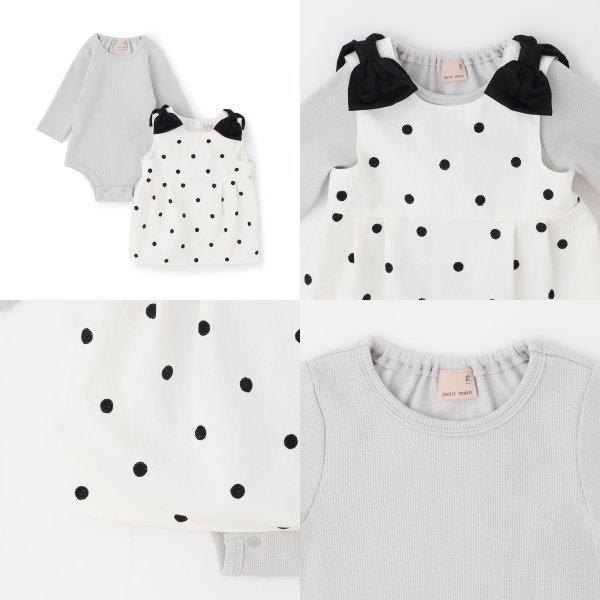 petit main 【セール/30%OFF】26'春新作 プティマイン ドット柄ワンピ