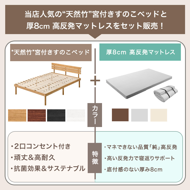 タンスのゲン 本日+4% シングルベッド マットレス付 厚8cm 高反発