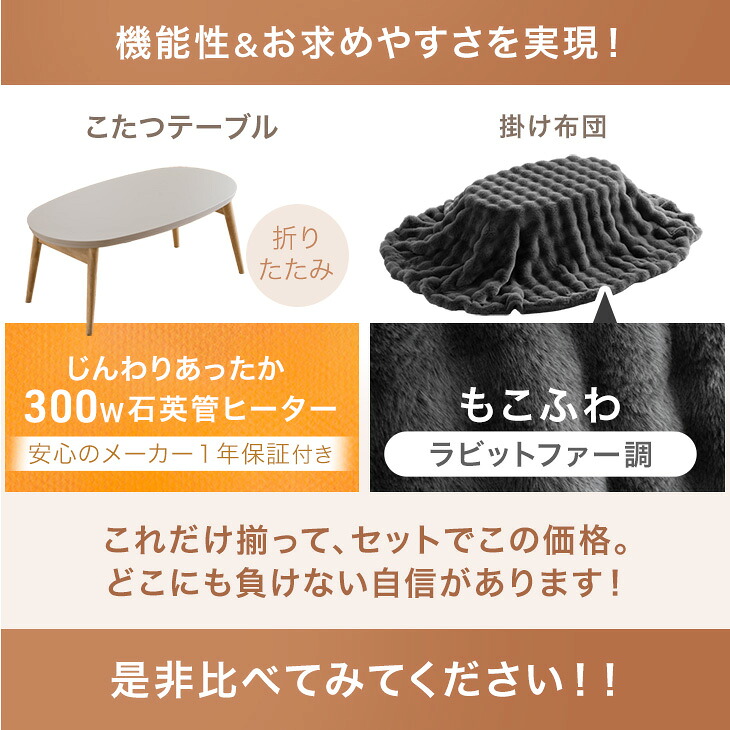 本日+10% こたつ こたつセット 楕円形 90×50 こたつテーブル 一人用こたつ おしゃれ ヒーター こたつ布団 セット 2点セット 洗える コタツ 掛け布団 1人暮らし 関連画像1
