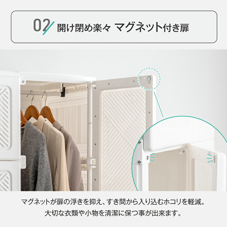 タンスのゲン 本日+5% ワードローブ 折りたたみ 幅104×高さ168cm 扉