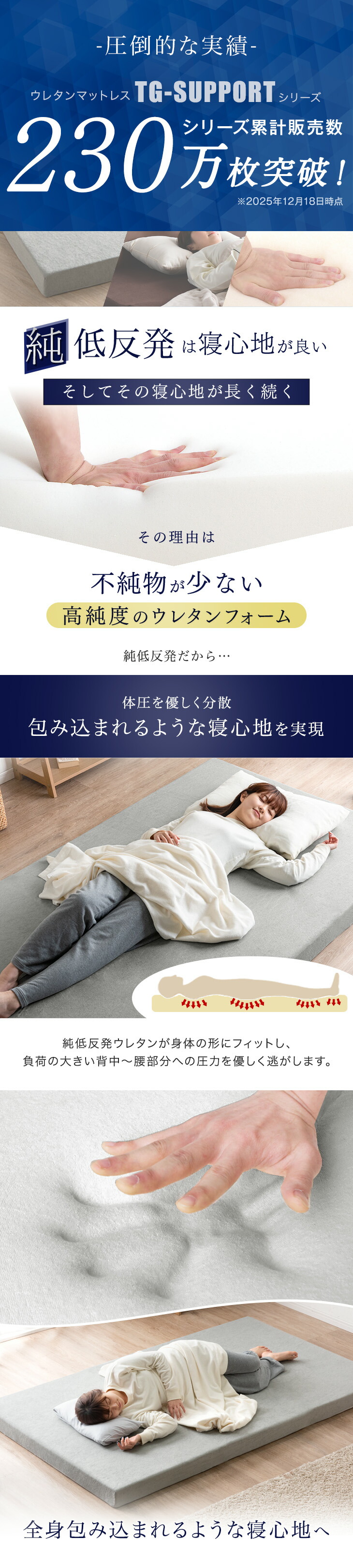 タンスのゲン マットレス 低反発マットレス クイーン 8cm 超低ホル 除