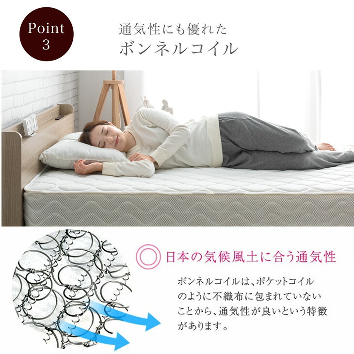 タンスのゲン ベッド マットレス付き 極厚20cm ボンネルコイル