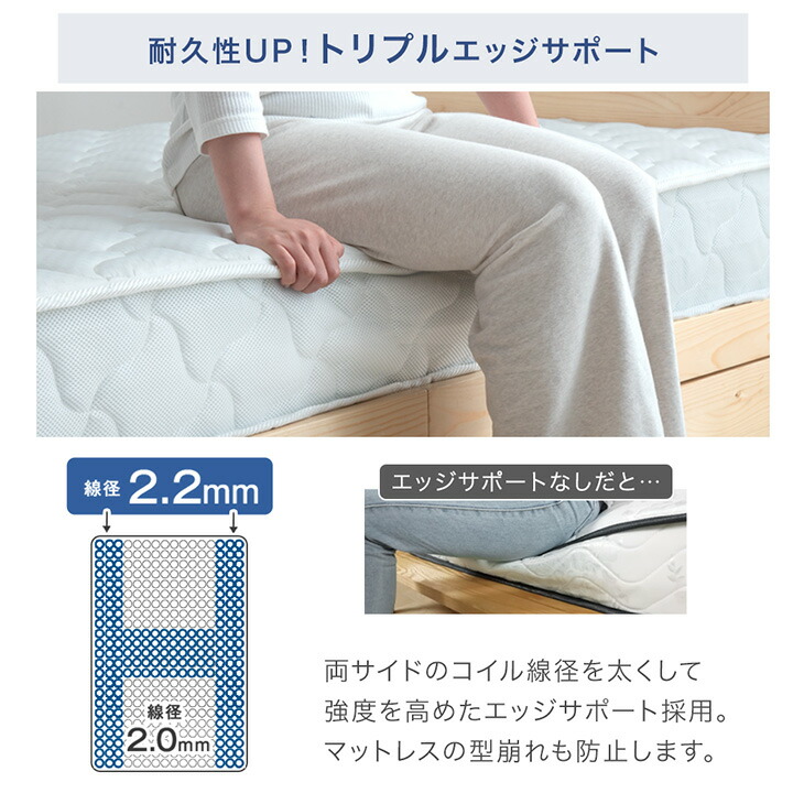 タンスのゲン ベッド マットレス付き 3ゾーン ポケットコイル シングル