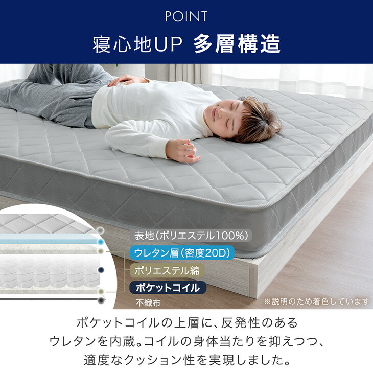 タンスのゲン 8日+5% ベッド マットレス付き シングル おしゃれ