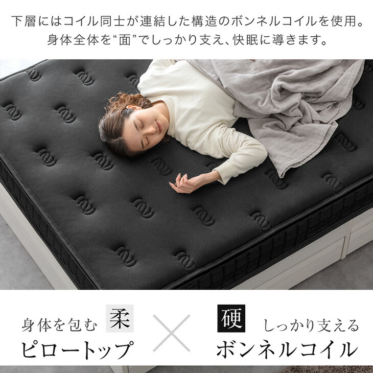 タンスのゲン ベッド マットレス付き ピロートップ ボンネルコイル