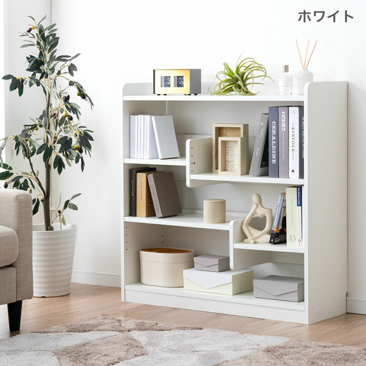 タンスのゲン 本棚 オープンラック 木製 スリム 3段 幅90 収納 ブック