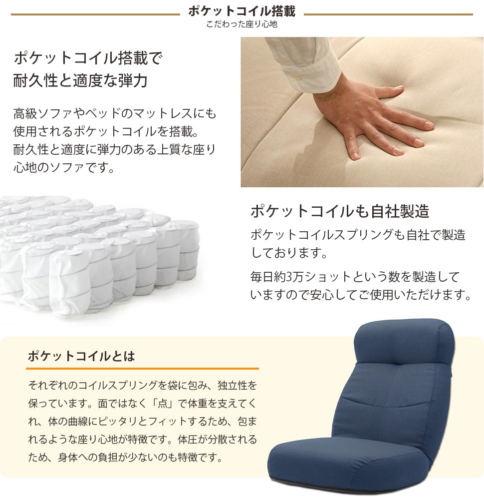 セルタン 18日+5% 座椅子 リクライニング おしゃれ ポケットコイル