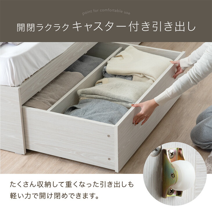 セミダブルベッドセット　マットレス付き セミダブル] ベッド 高反発マットレス付き すのこベッド 高さ調節 3