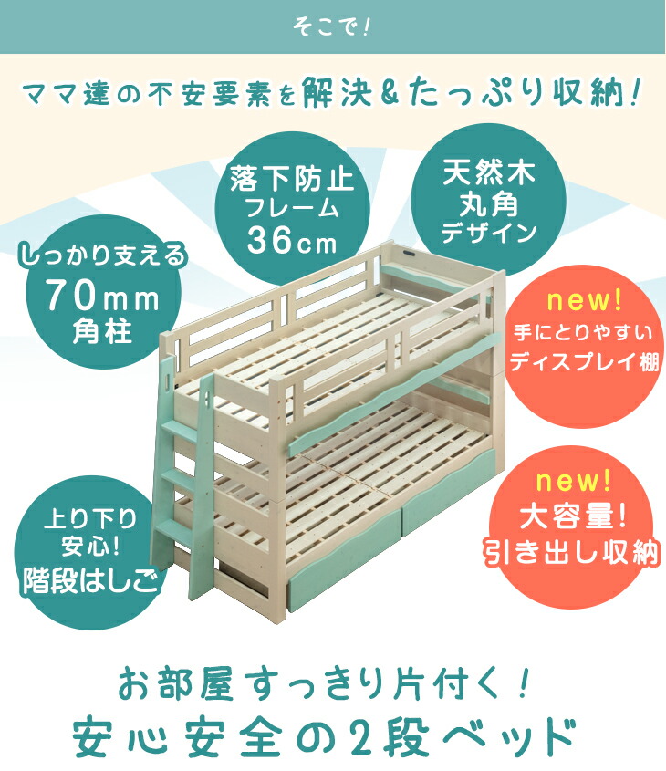 二段ベッド 高弾性マットレス付き 階段 子供 ...の詳細画像4