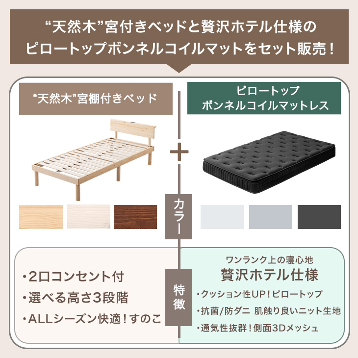 27日+5% ベッド マットレス付き ピロート...の詳細画像1