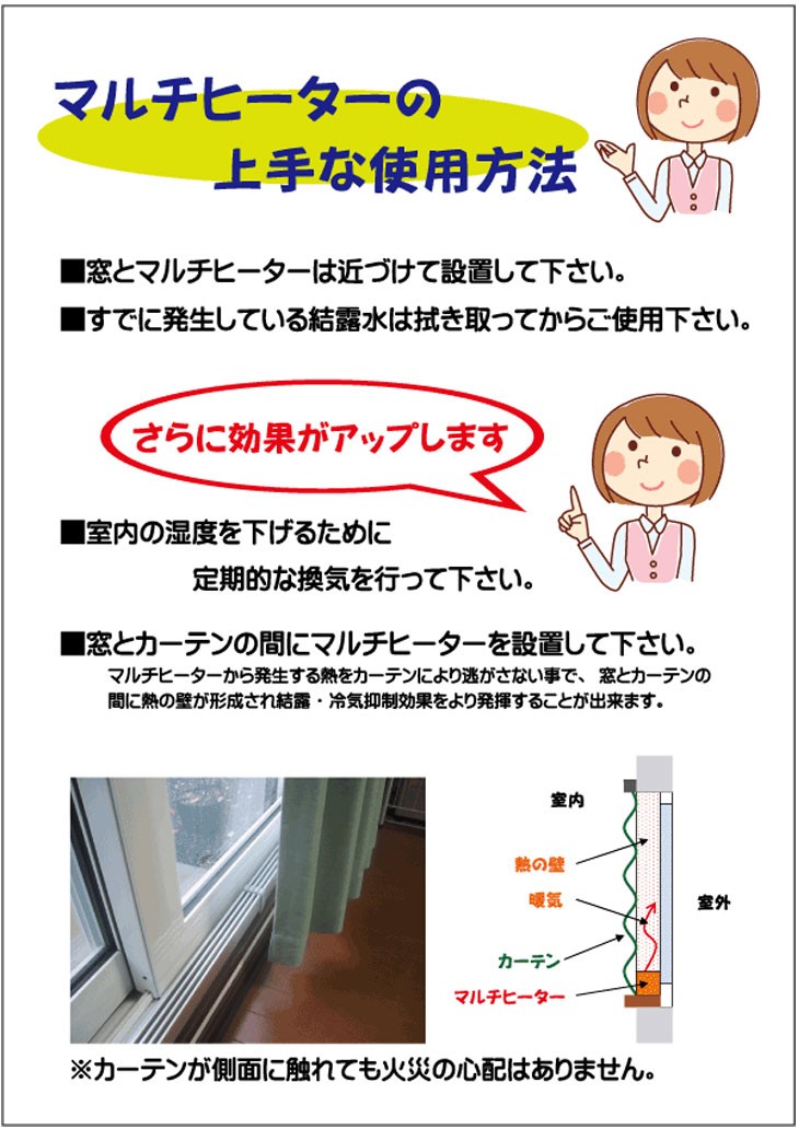 ヒーター 窓下ヒーター 150cm 電気ヒーター 暖房効率UP 結露防止 カビ 