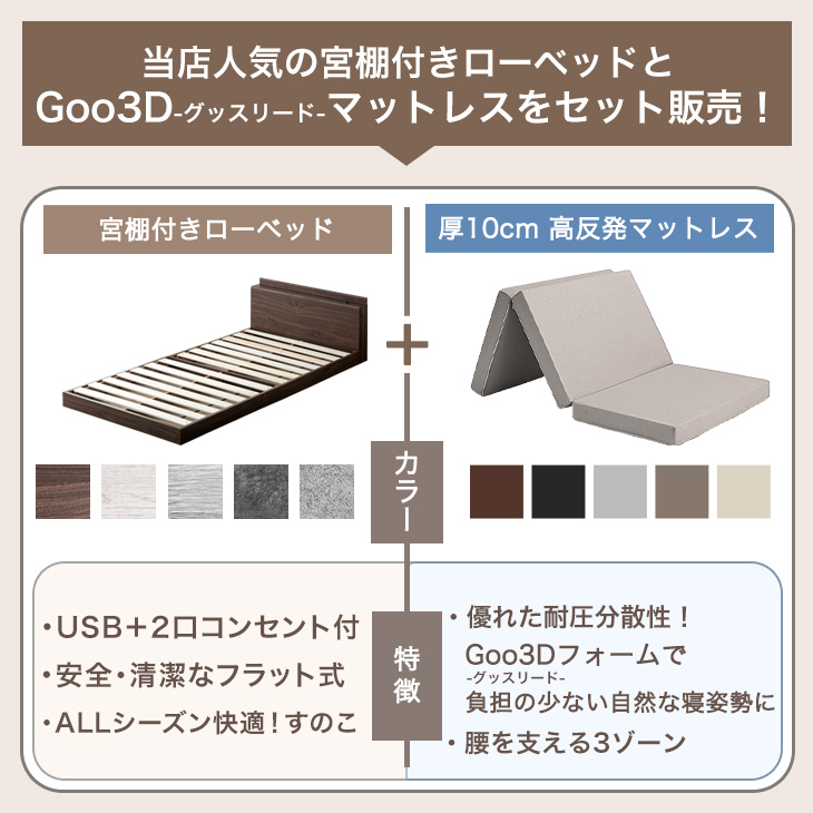 タンスのゲン ベッド マットレス付き 3ゾーン 高反発マットレス