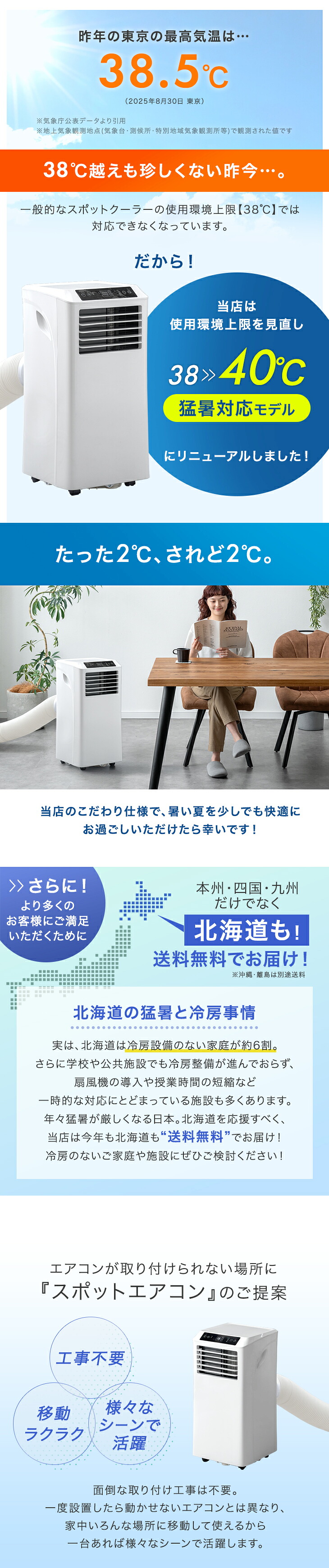 タンスのゲン スポットクーラー 猛暑対応 超強力 2.9kW 冷暖房 除湿