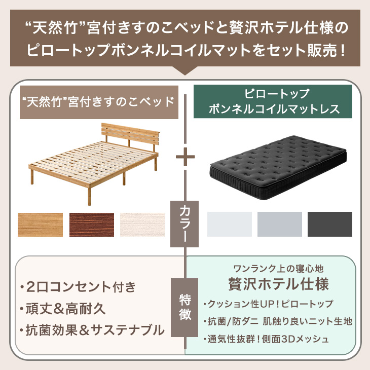 タンスのゲン 本日+5% シングルベッド マットレス付 ピロートップ