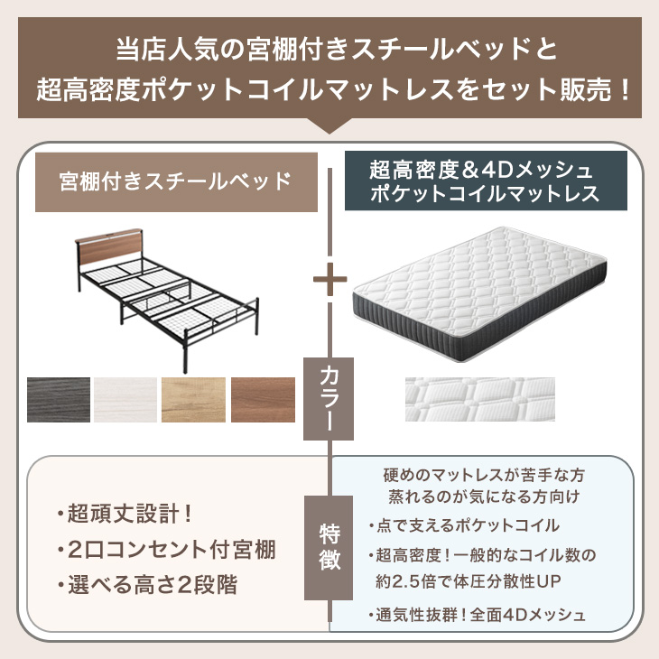 5日+5% ベッド マットレス付き 超高密度 ...の詳細画像1