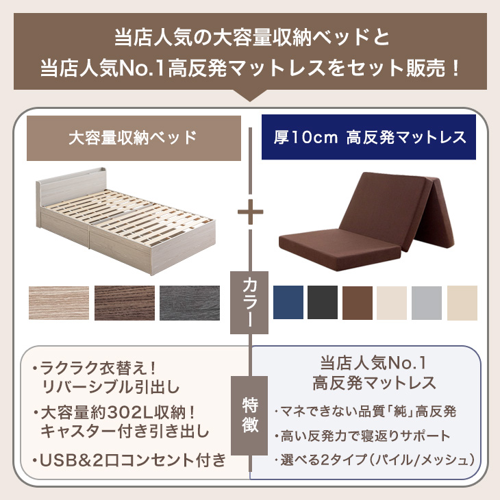 タンスのゲン 本日+5% シングルベッド マットレス付 厚10cm 高反発