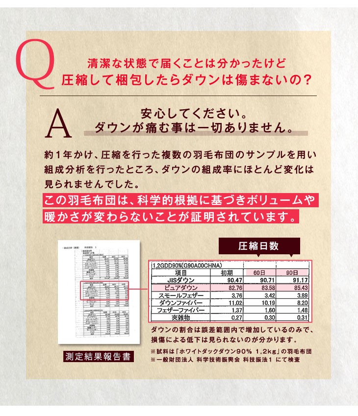 羽毛布団 増量 SDGS リフレッシュ羽毛 抗菌防臭生地 清潔 安心 日本製P⑥