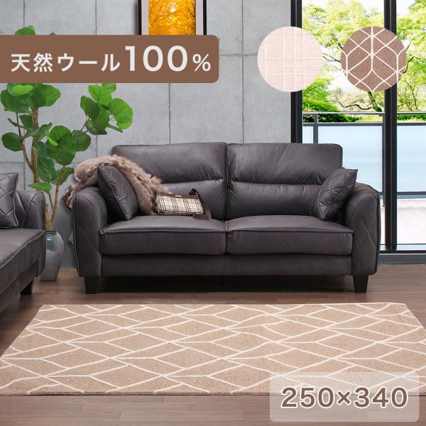 タンスのゲン ラグ 長方形 おしゃれ 250×340 ウール 絨毯 ラグ インド