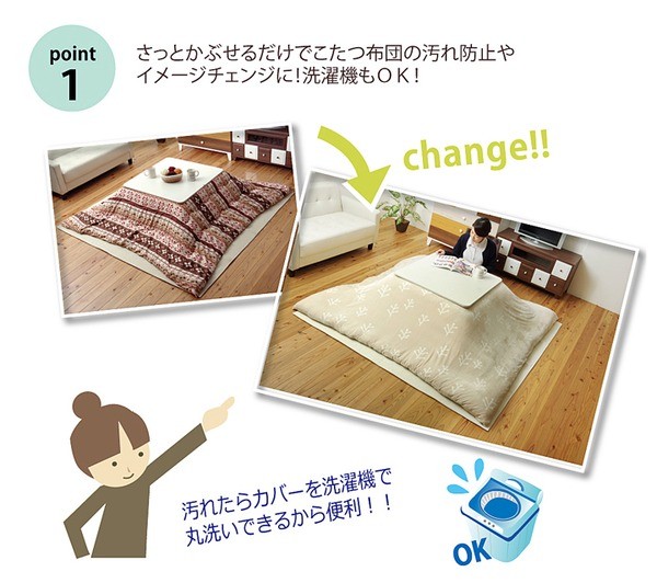 ds-1725219 北欧調 こたつ布団カバー  ファスナー付き フランネル 〔リビング ダイニング〕 - 8