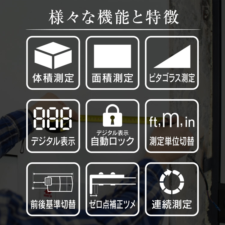 市場 BOYA 日本語取扱説明書 ピタゴラス 70M 距離測定器 面積体積 1年間保証 レーザー距離計