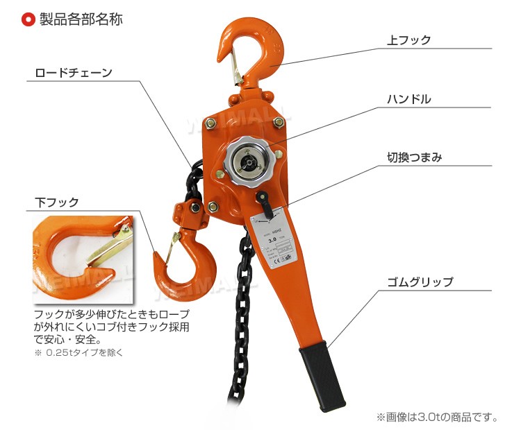 1ton レバーホイスト チェーン荷締め機 レバー手動式 口コミ 高評価