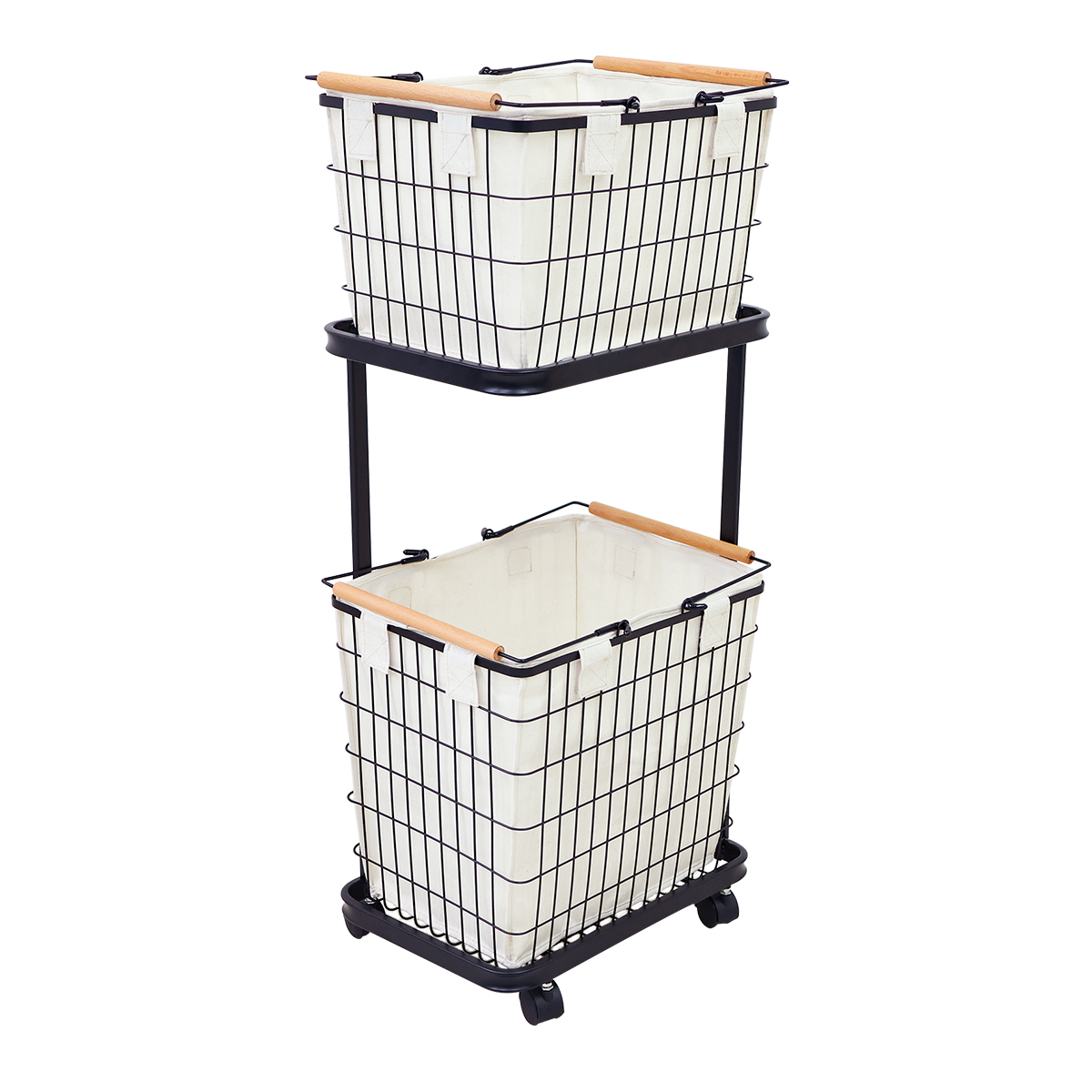 WEIMALL（ウェイモール） ランドリーバスケット 2段 67L カバー付き