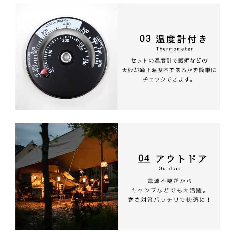 WEIMALL ストーブファン エコファン ダブルファン 電源不要