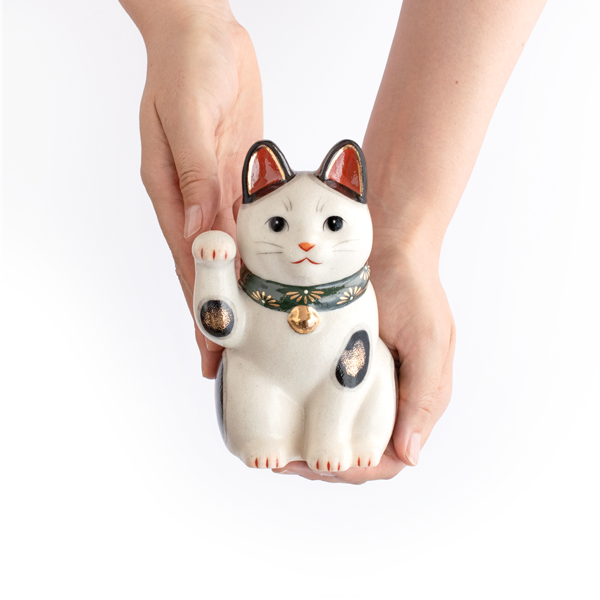 まねきねこ l 陶彩菊花 招き猫 大 右手 左手 ネコ ねこ 陶器 縁起物