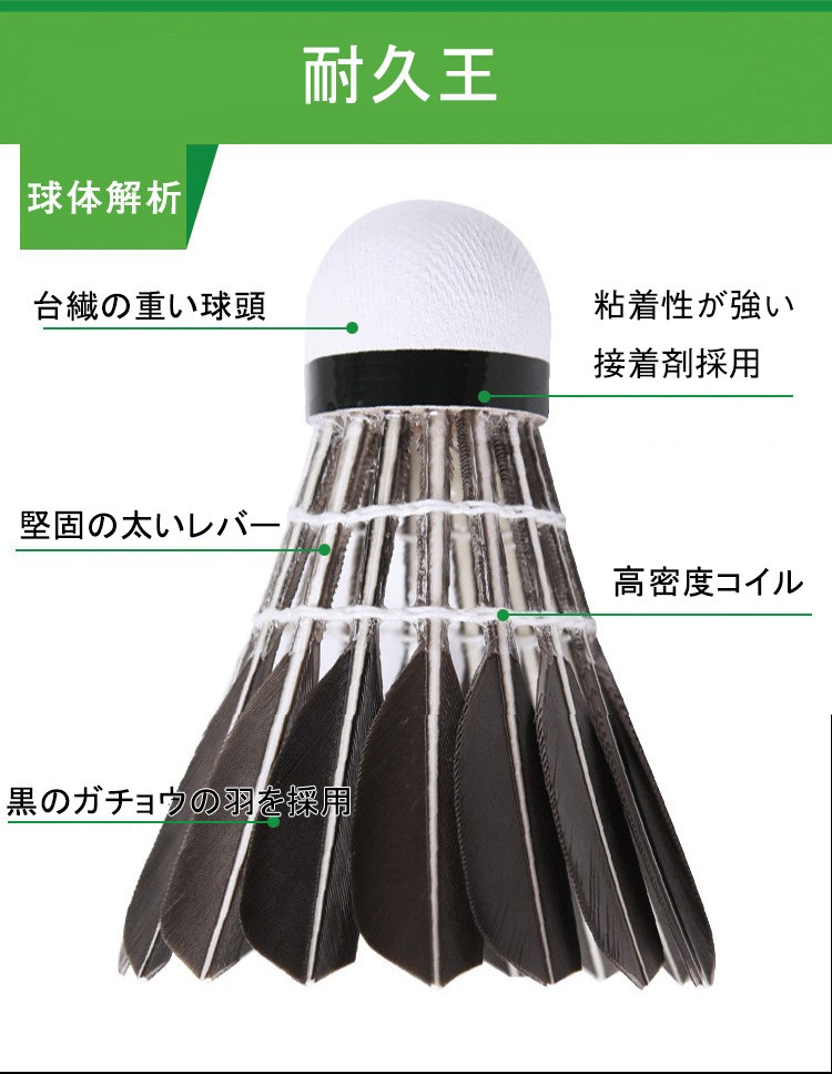 バドミントン バドミントン シャトル 黒ガチョウの羽根 黒羽 超強耐久性 1ダース12球 練習用 部活動 耐久 丈夫 コルク 18ymq09 スポーツ チャンピオン 通販 Yahoo ショッピング