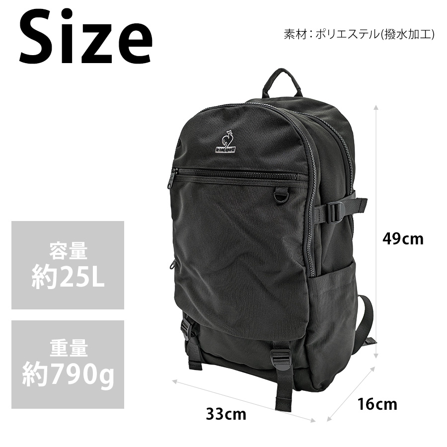 お買い得！ほぼ未使用！CIE リュック 大容量BACKPACK 25L ブラック le coq sportif（ルコックスポルティフ） 【le coq sprotif】リュック