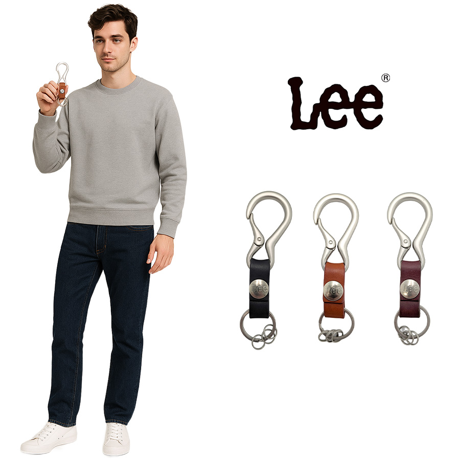 Lee キーホルダー カラビナ キーリング 日本製 牛革 イタリアンレザー