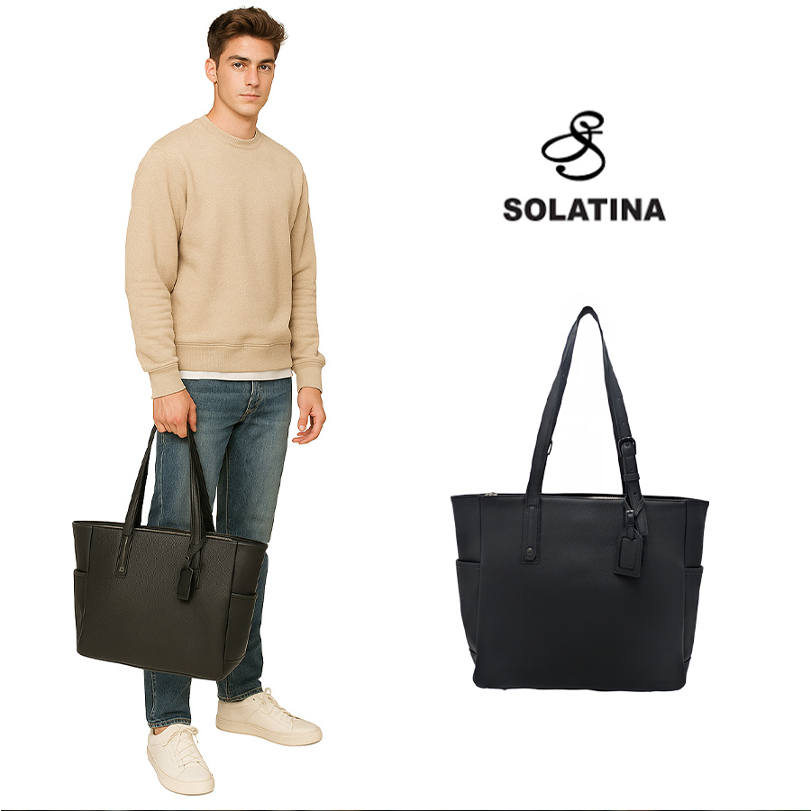 SOLATINA✨ビジネストート　レザー　ハンドル調節可　A4PC収納可　メンズ SOLATINA sbi-00001 A4トートバッグ トートバッグ トート 肩掛け