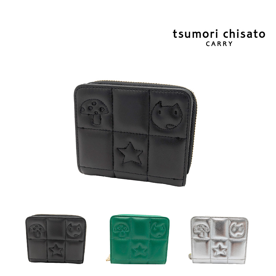 tsumori chisato CARRY】57821 ネコキルティング 折り財布 財布 さいふ
