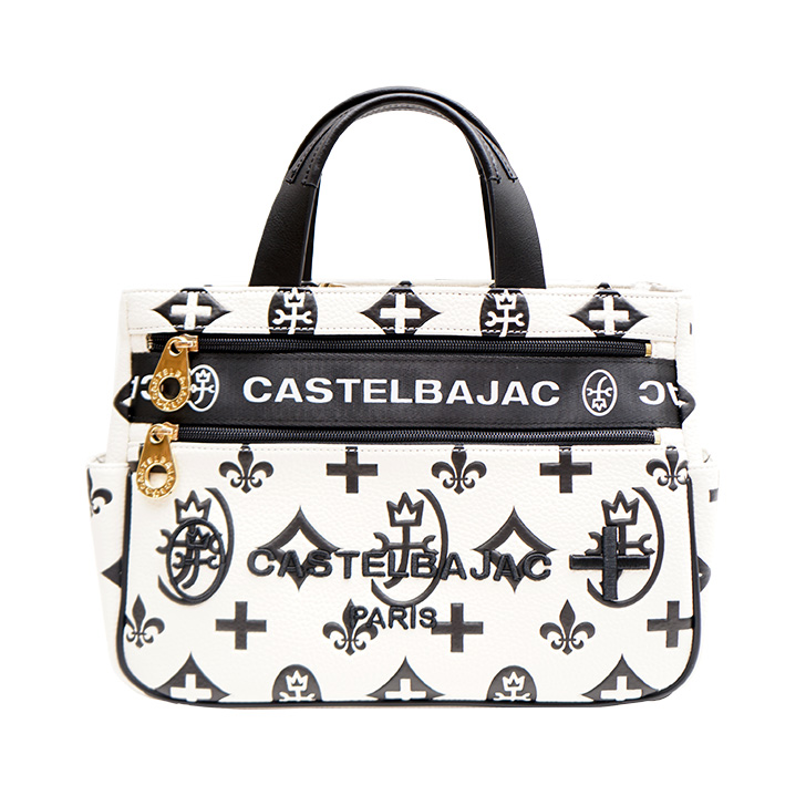 未使用✨CASTELBAJAC クレア モノグラム レザー ホワイトカートバッグ CASTELBAJAC（カステルバジャック） クレア ハンド レディース メンズ